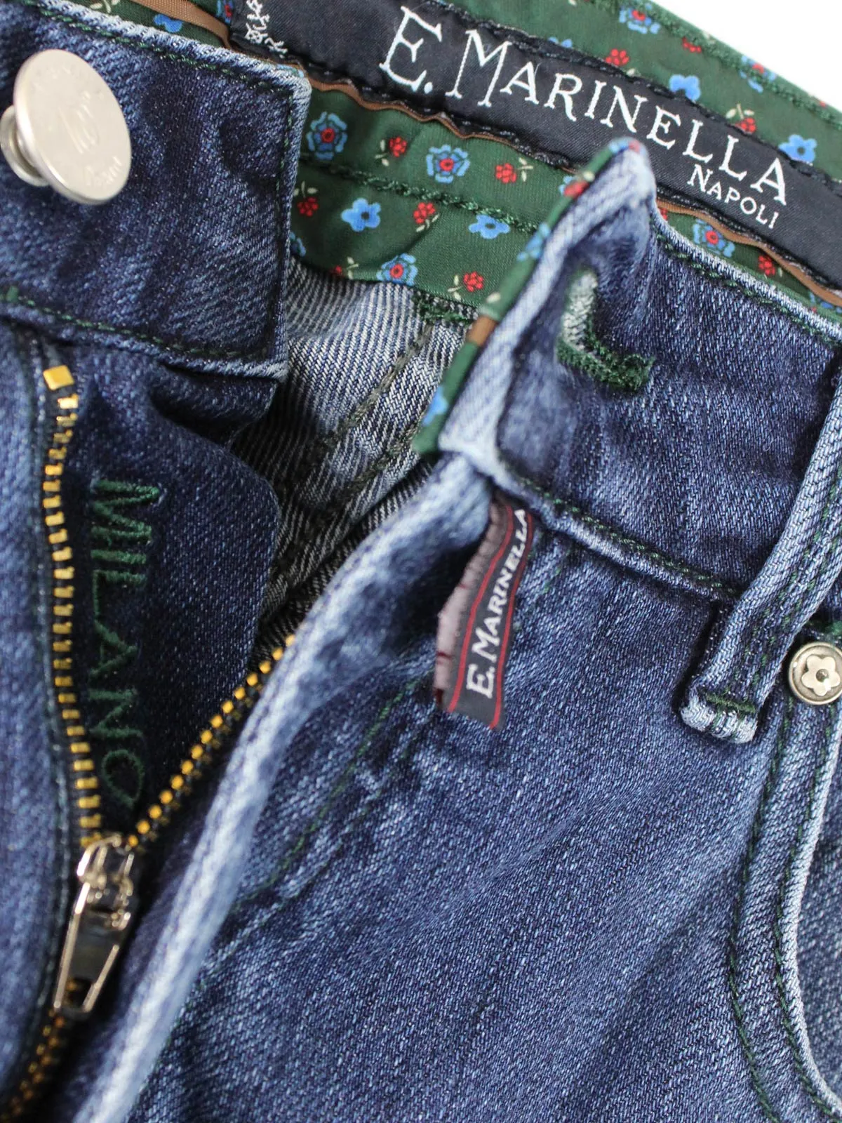 E. Marinella Jeans Dark Blue Hand Made Denim Jeans 33 Slim Fit SALE
