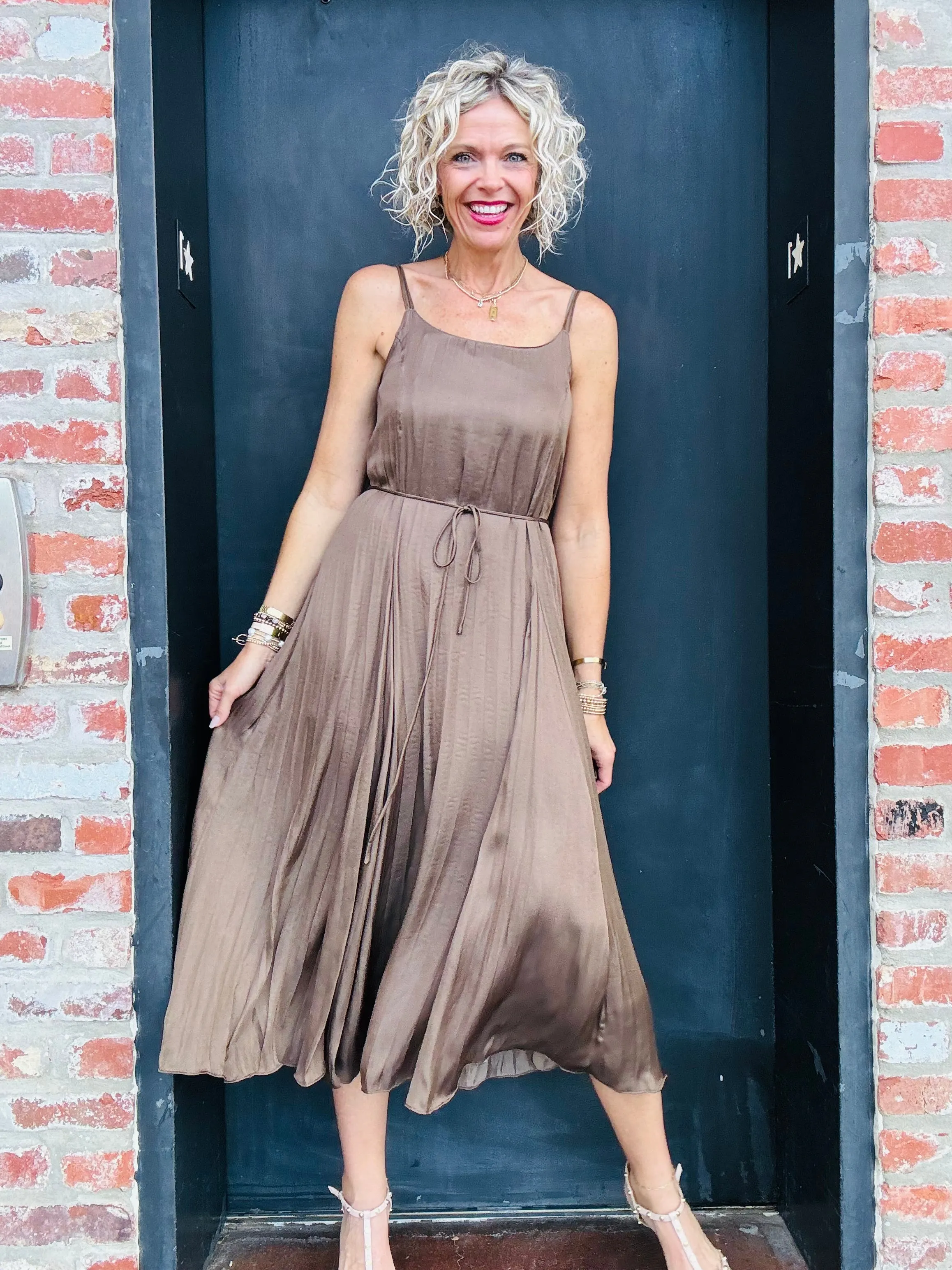Espresso Pleated Maxi