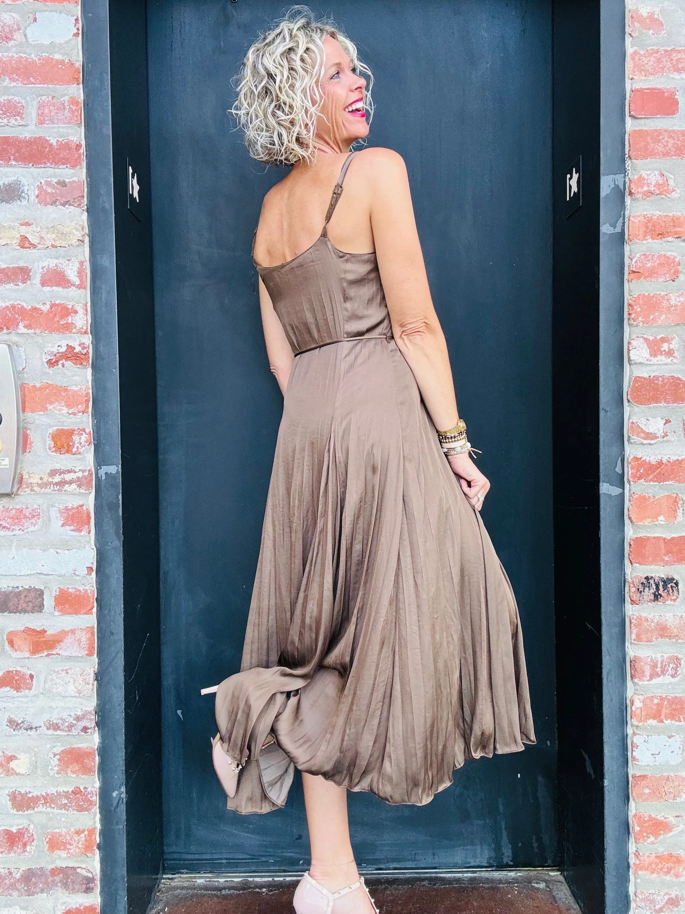 Espresso Pleated Maxi
