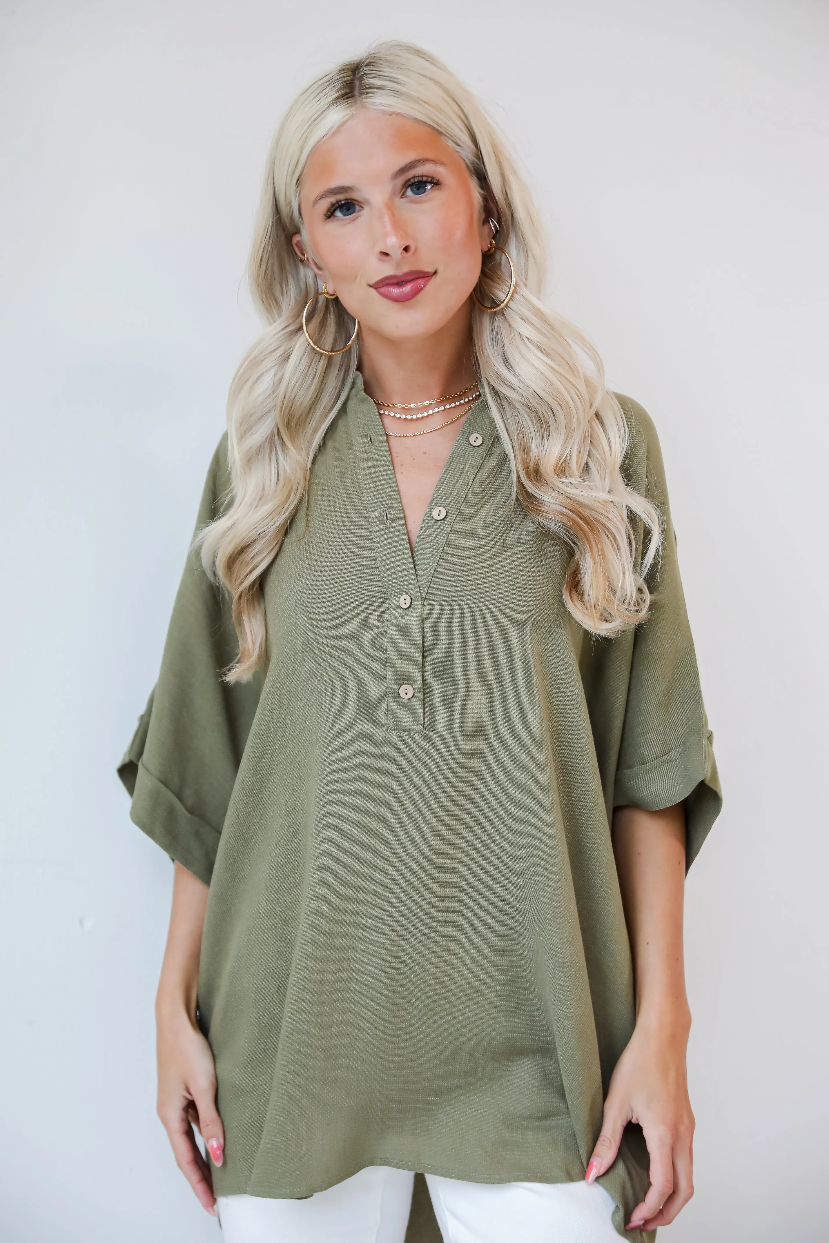 Exceptionally Perfect Olive Oversized Blouse - DU DEAL