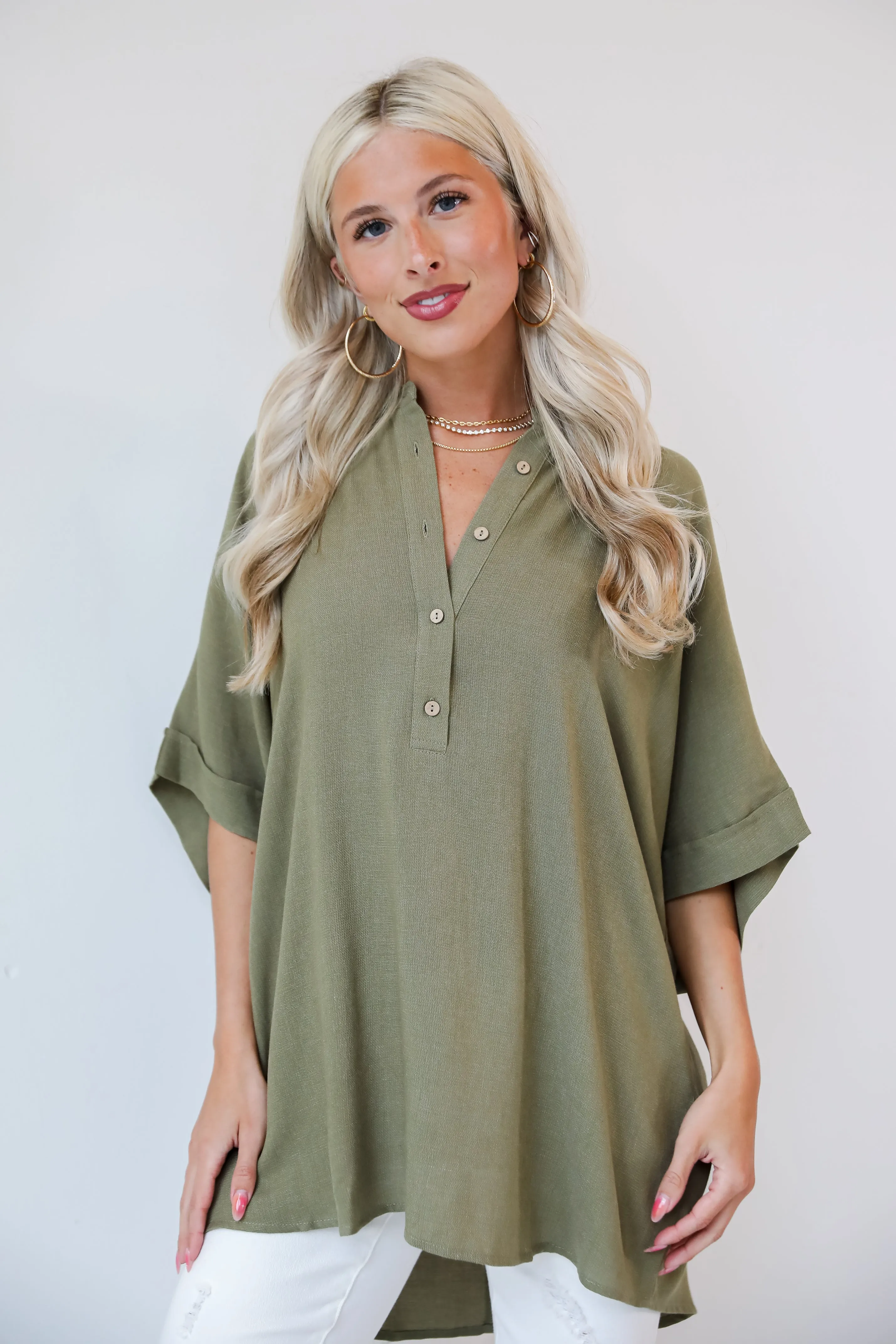 Exceptionally Perfect Olive Oversized Blouse - DU DEAL