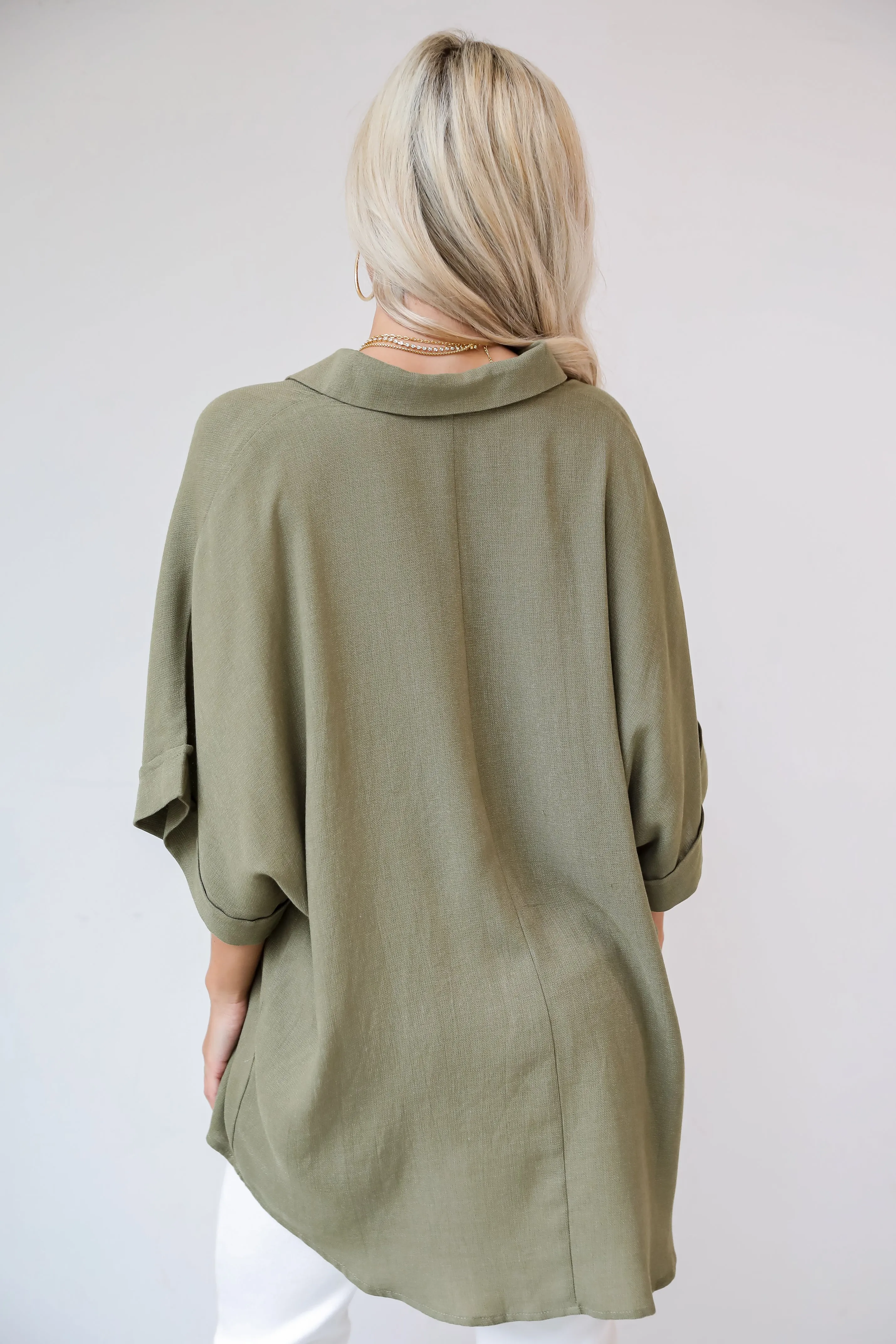 Exceptionally Perfect Olive Oversized Blouse - DU DEAL