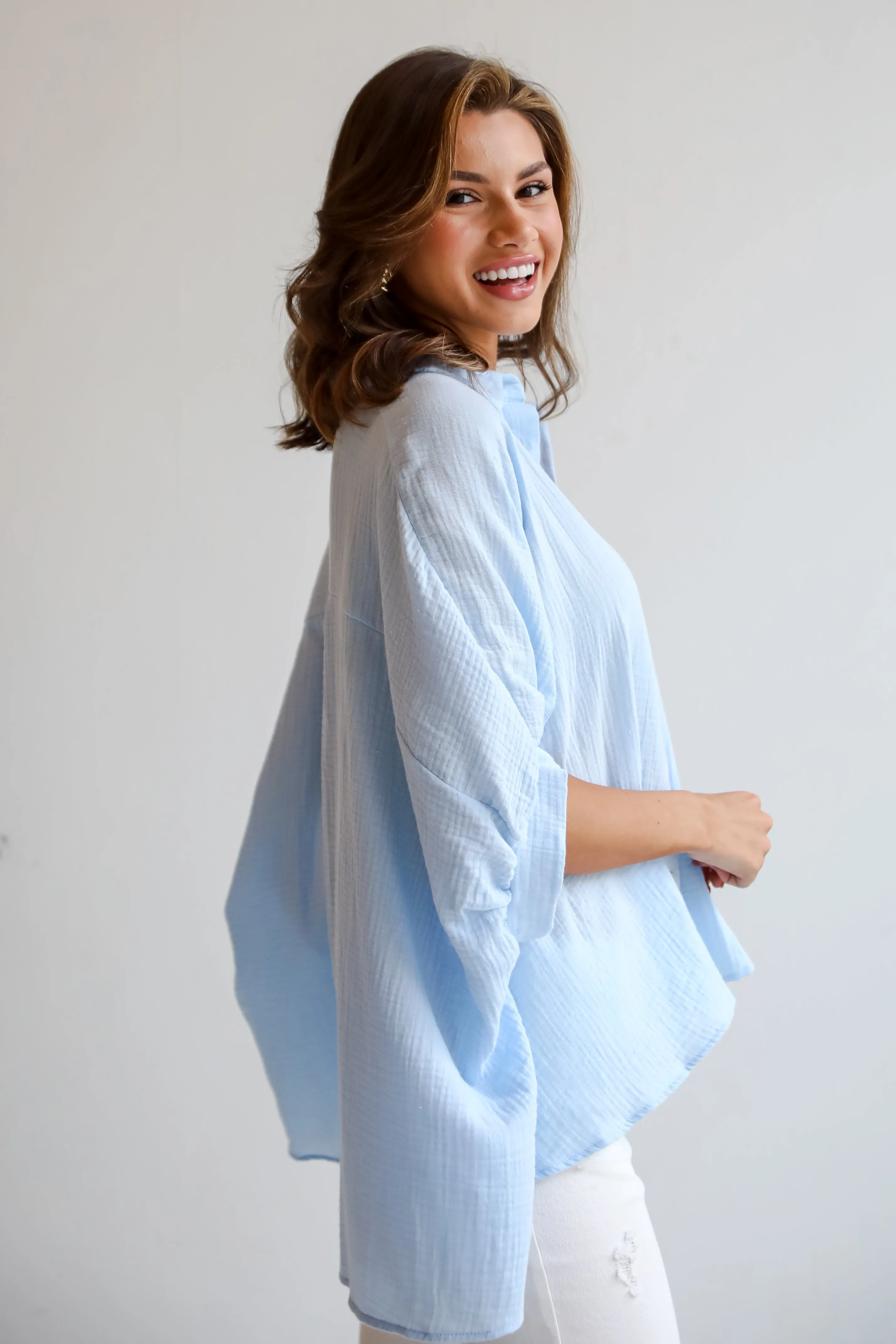 FINAL SALE - Charming Summer Linen Oversized Button-Up Blouse