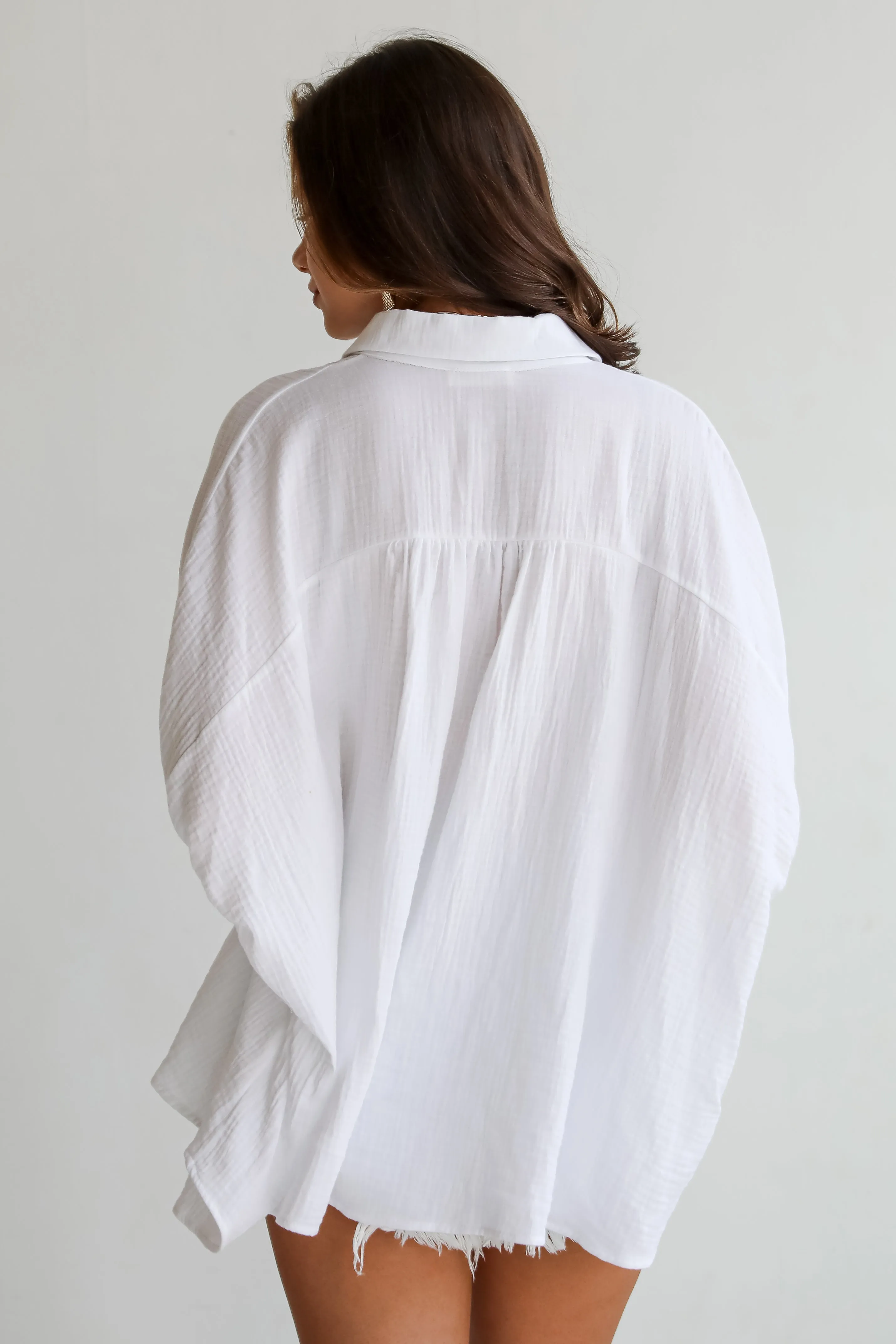 FINAL SALE - Charming Summer Linen Oversized Button-Up Blouse
