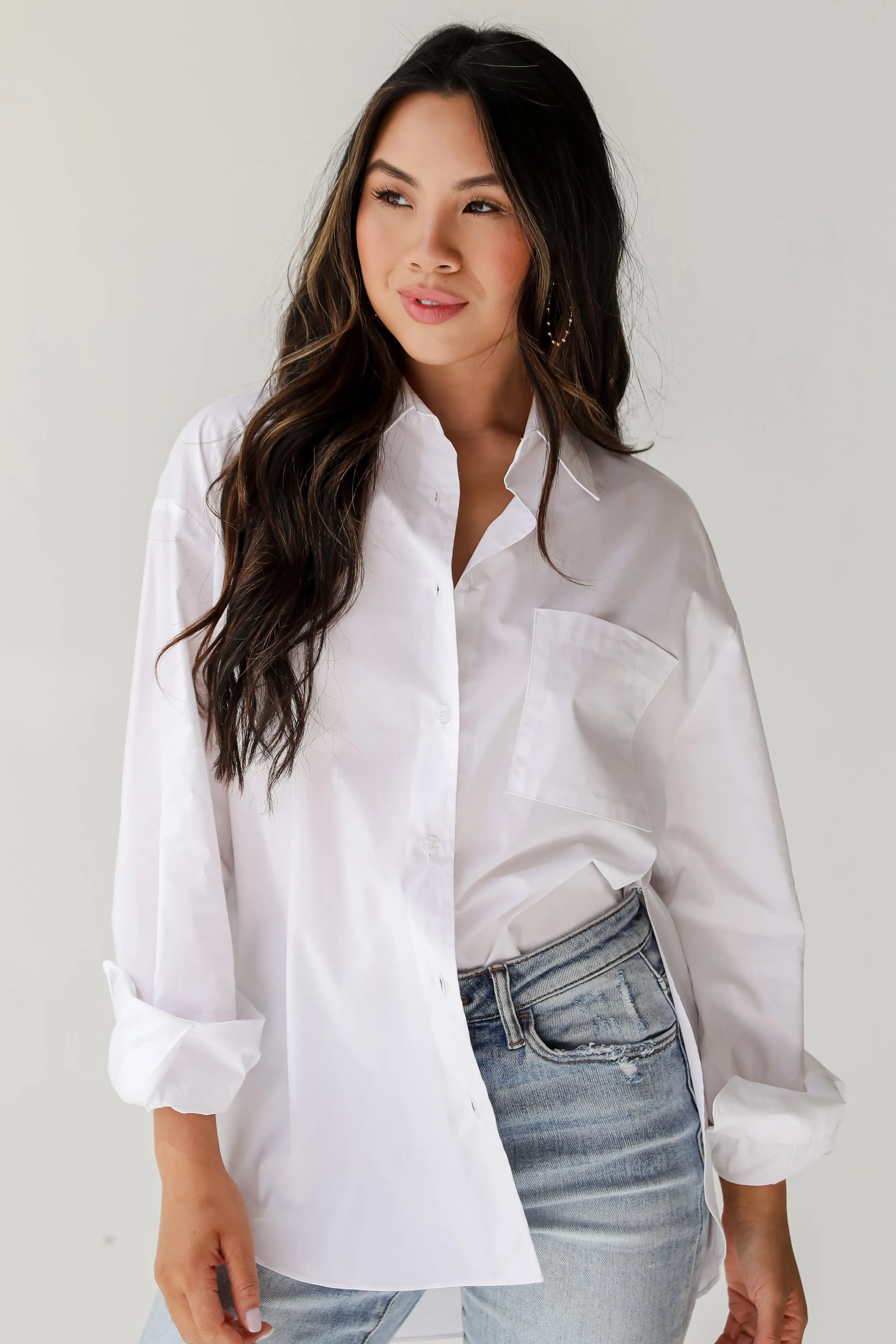 FINAL SALE - Elevated Sensibility White Button-Up Blouse