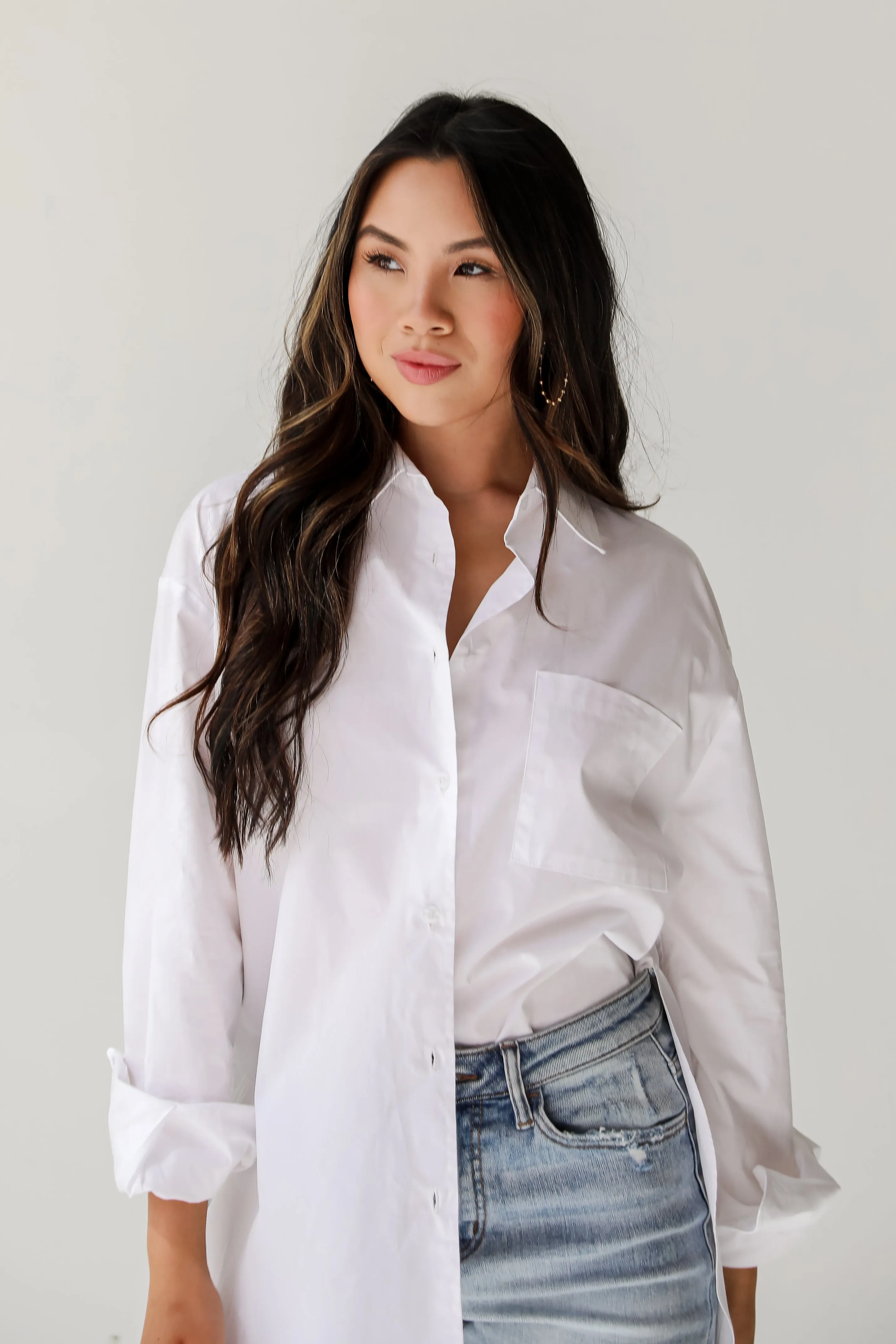 FINAL SALE - Elevated Sensibility White Button-Up Blouse