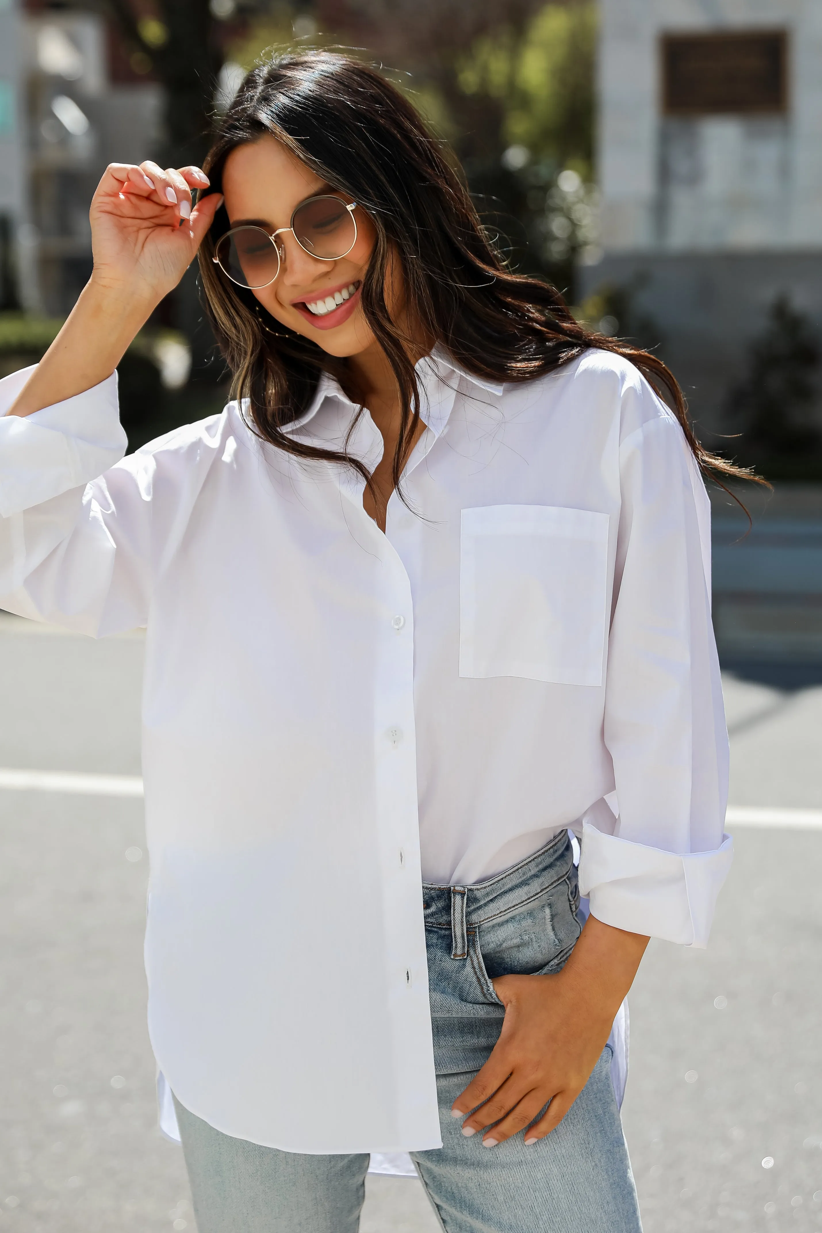 FINAL SALE - Elevated Sensibility White Button-Up Blouse