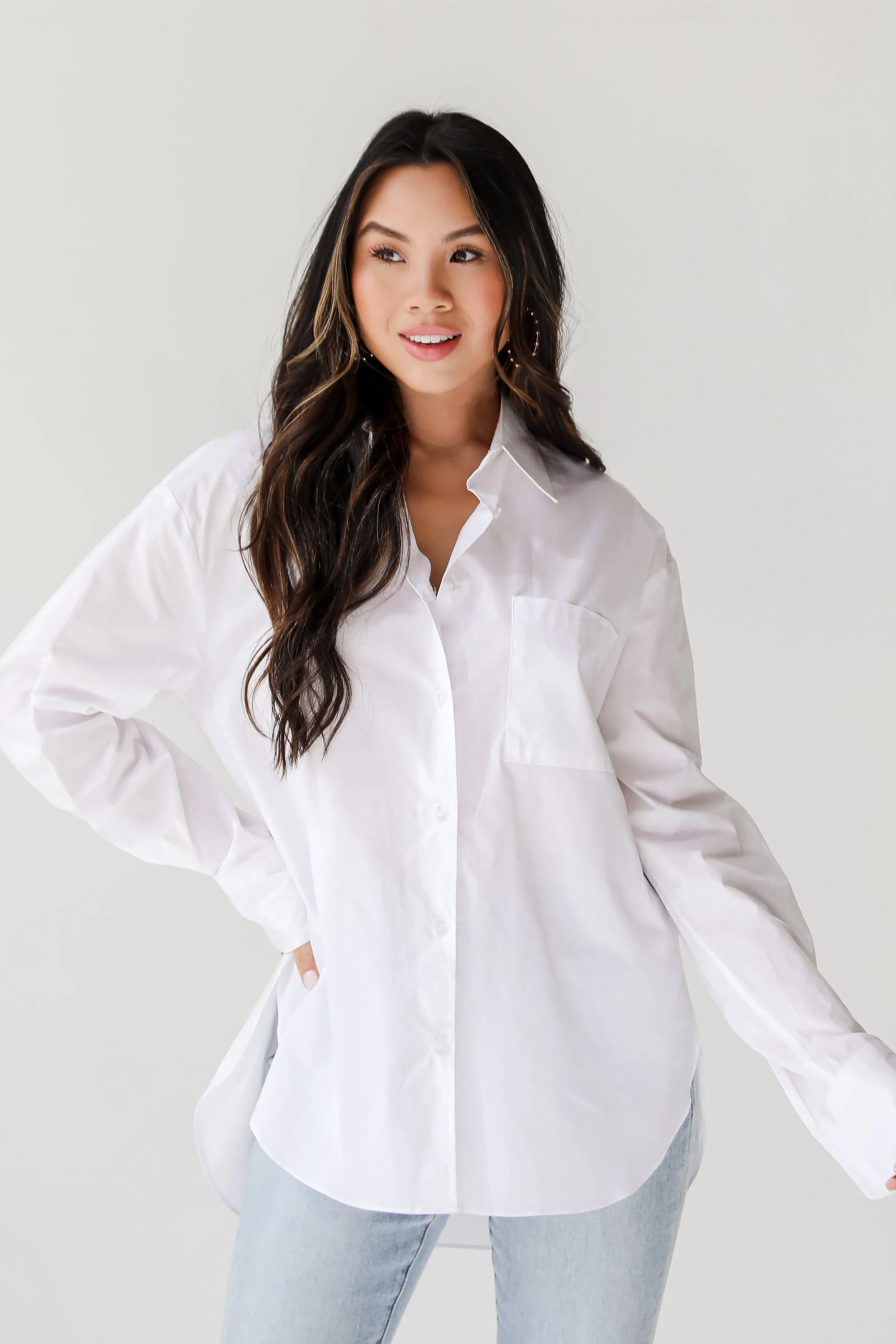 FINAL SALE - Elevated Sensibility White Button-Up Blouse