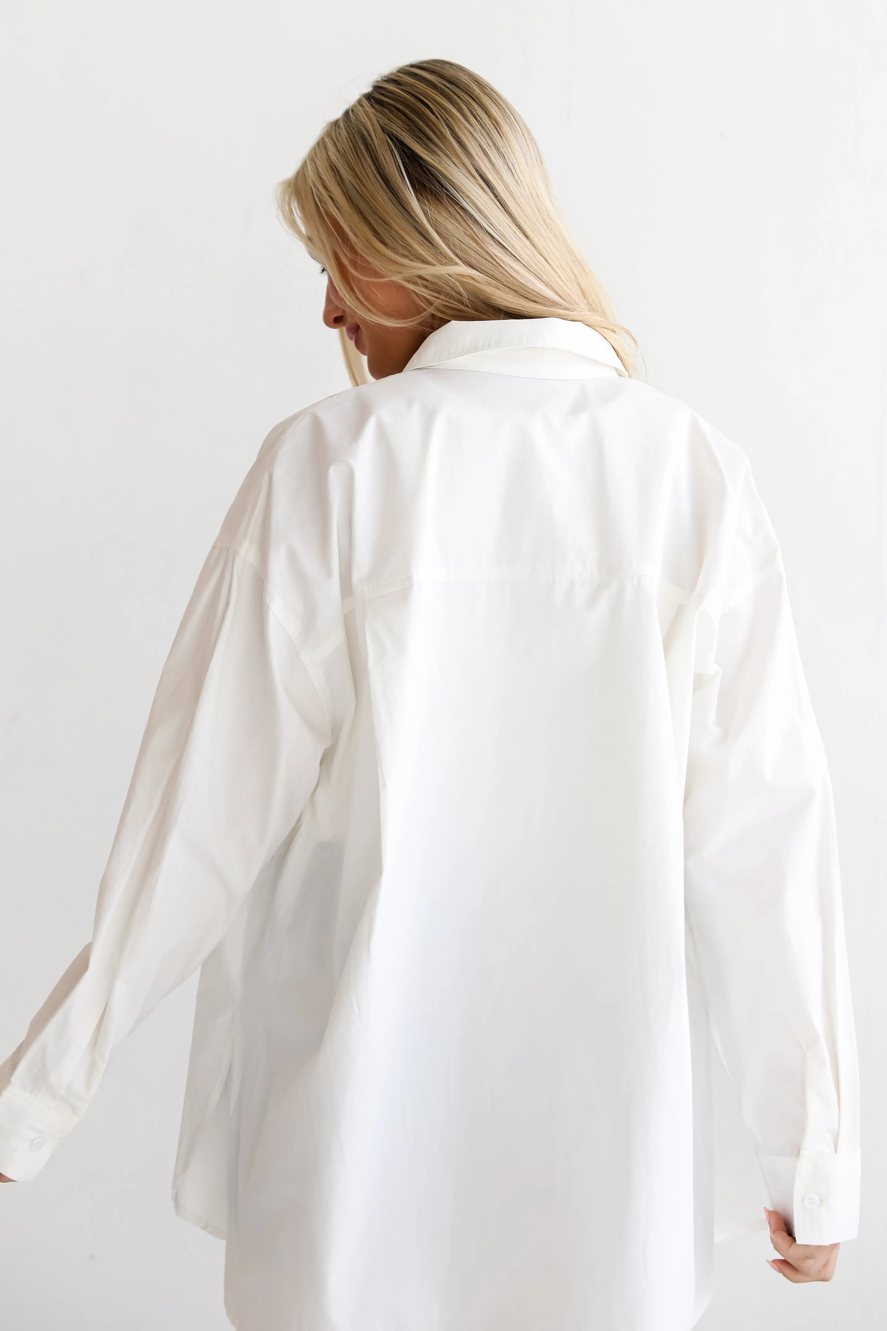 FINAL SALE - Serena White Button-Up Blouse - DU DEAL
