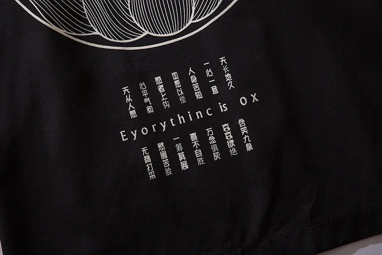 Japanese Kanji Print Kimono Cardigan