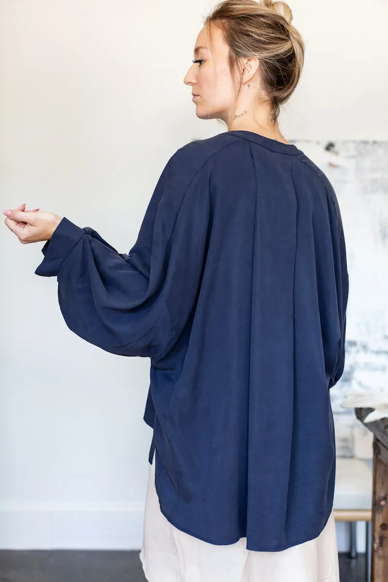 Jenna K Indigo Over Sized Peasant Blouse