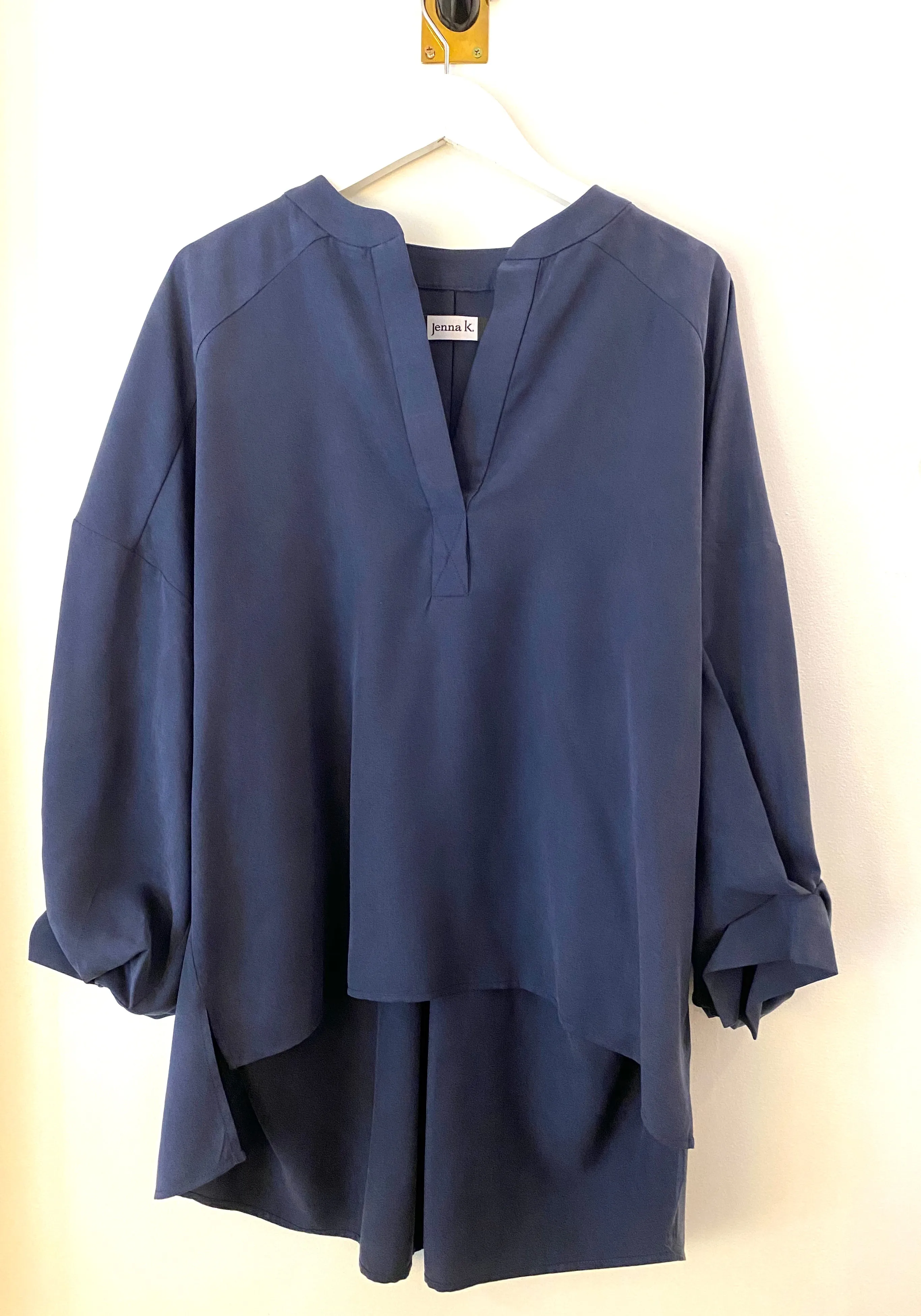 Jenna K Indigo Over Sized Peasant Blouse