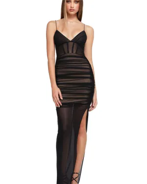 Jenna Spaghetti Strap Backless Mesh Maxi Dress