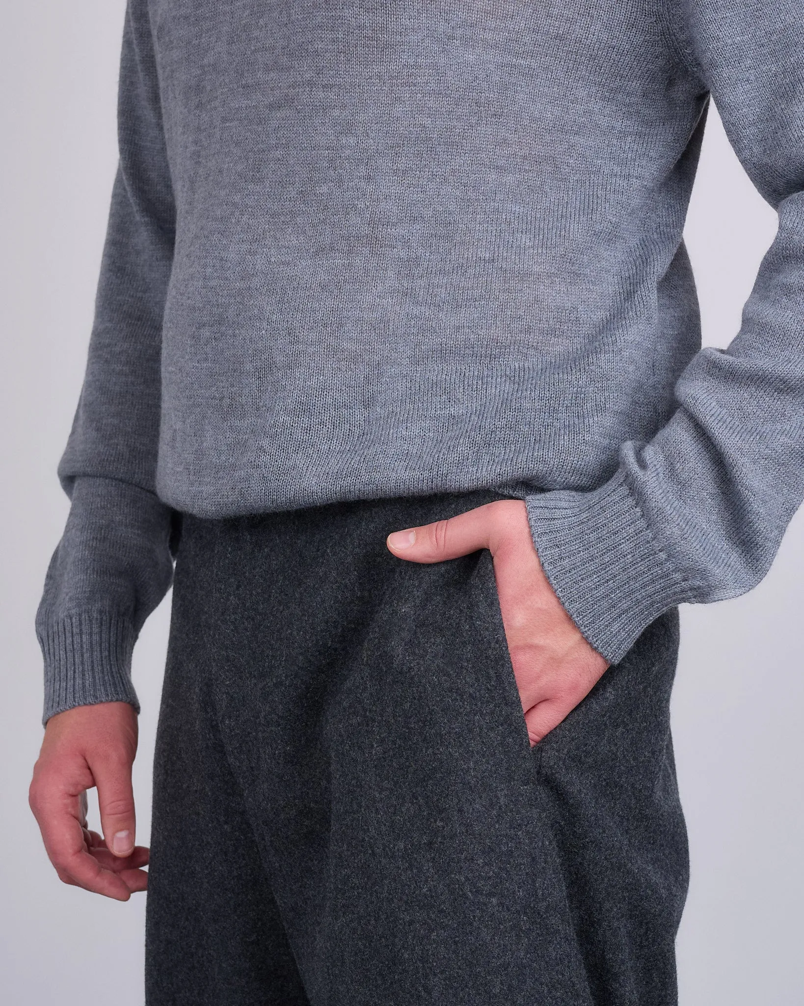 Jil Sander  Elastic Waist Wool Relaxed Pant Lava Stone