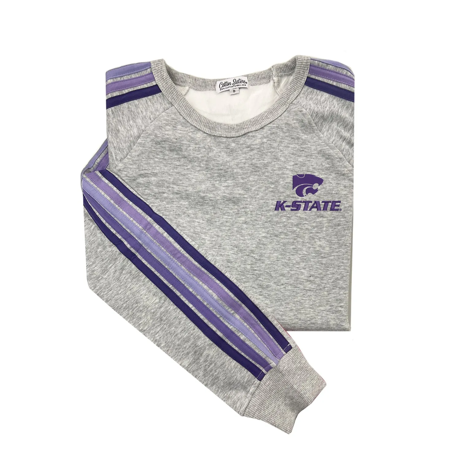 Kansas State University Striped Crewneck Sweatshirt