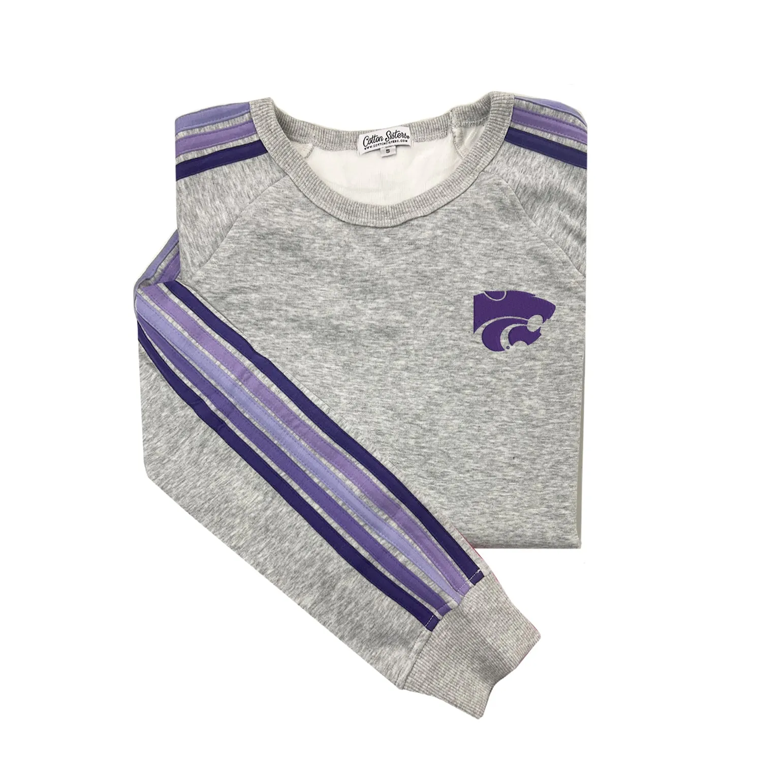 Kansas State University Striped Crewneck Sweatshirt
