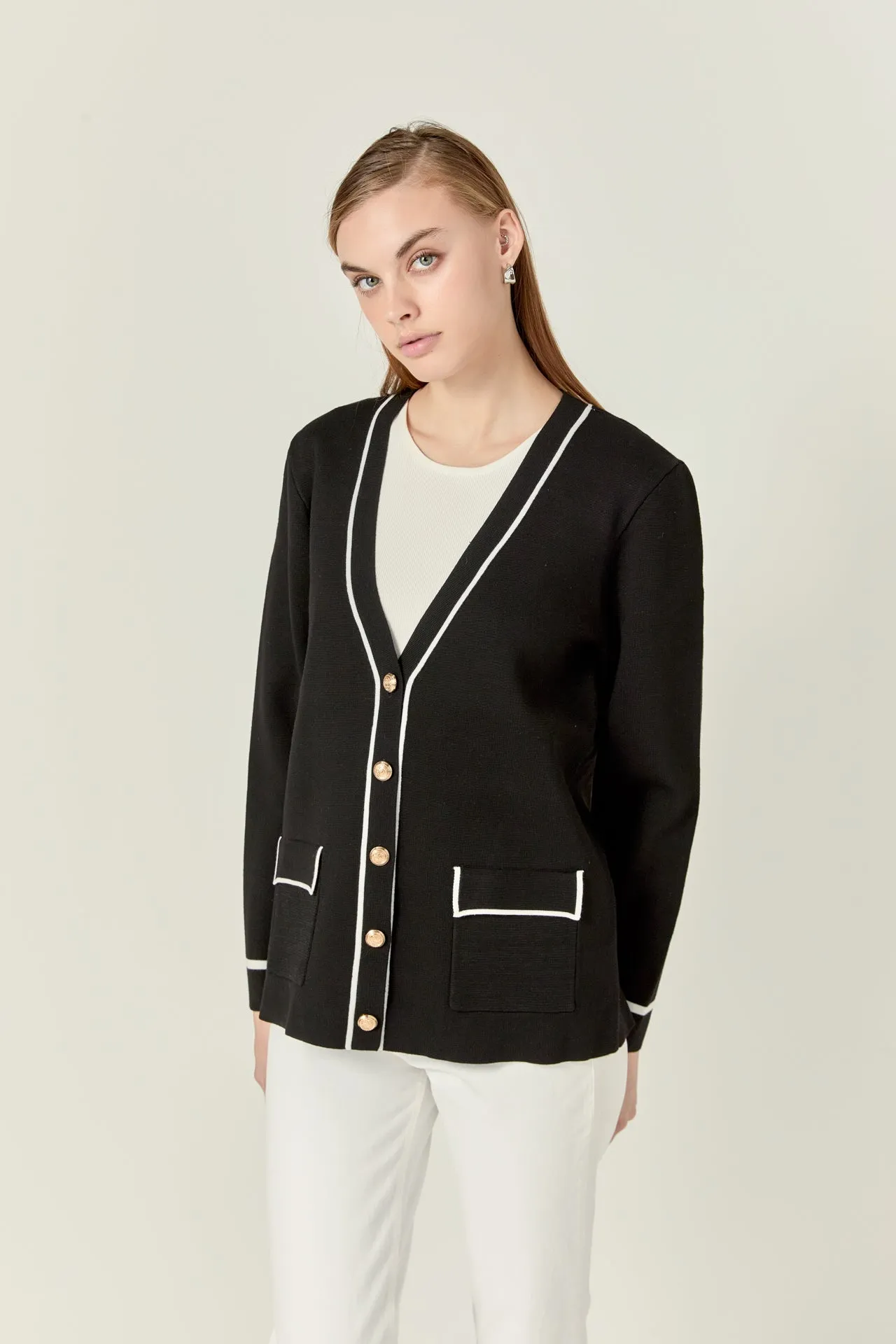 Knit Contrast Cardigan