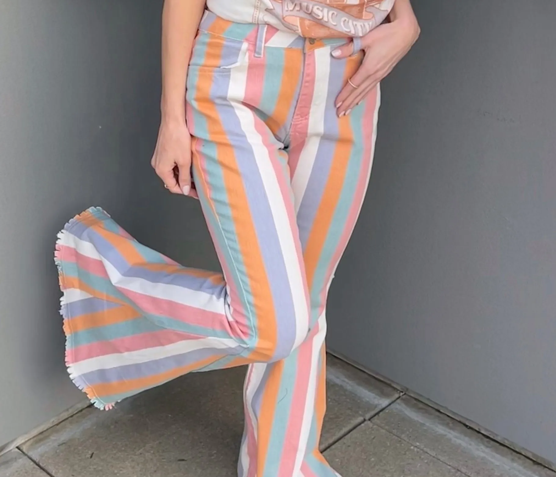 Kristin Stripped Flared Pants