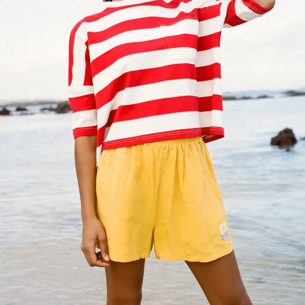 L F Markey Canary Linen Shorts