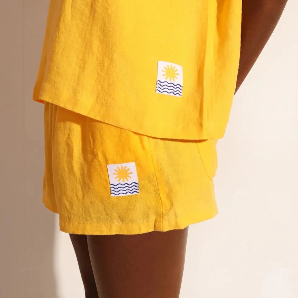 L F Markey Canary Linen Shorts