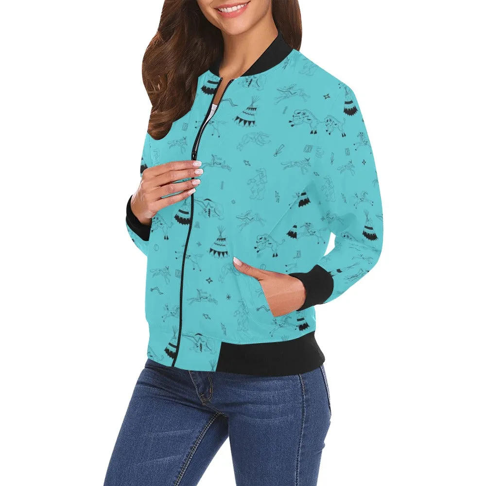 Ledger Dabbles Torquoise Bomber Jacket for Women