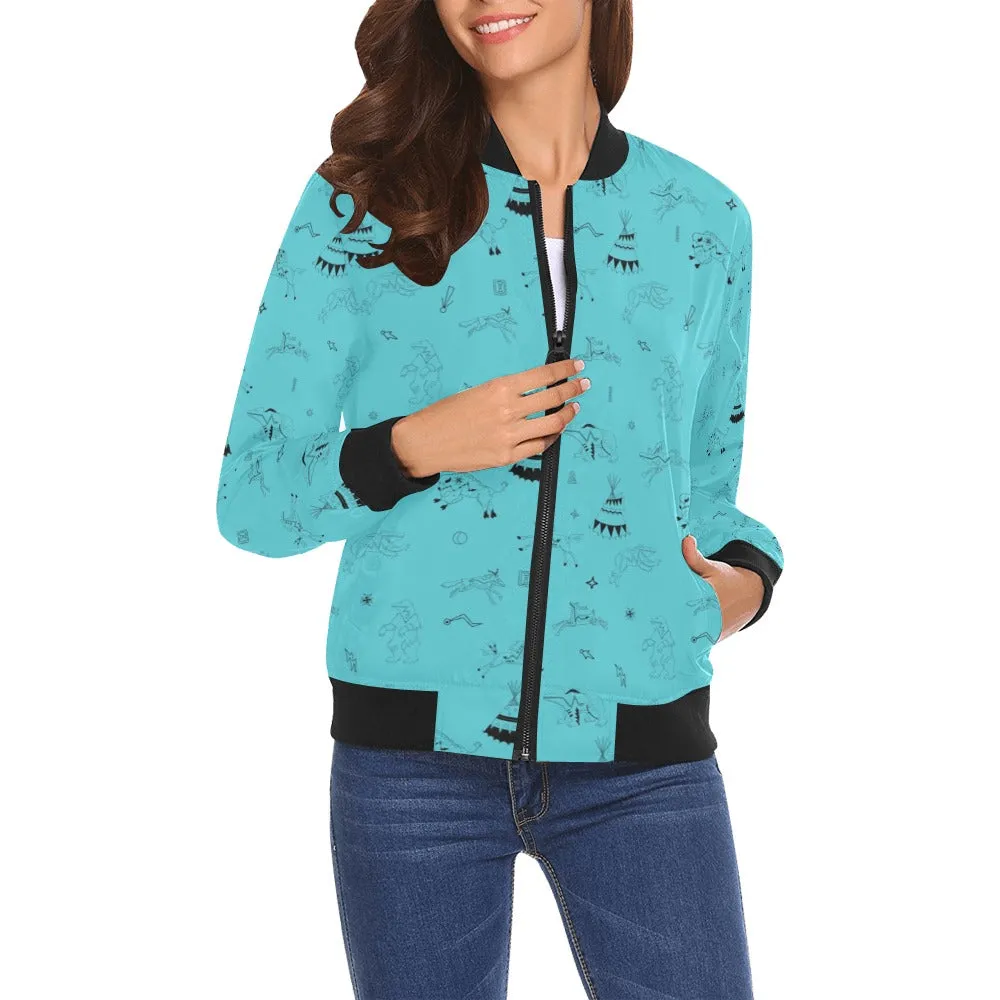 Ledger Dabbles Torquoise Bomber Jacket for Women