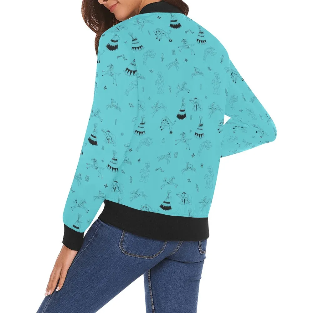 Ledger Dabbles Torquoise Bomber Jacket for Women