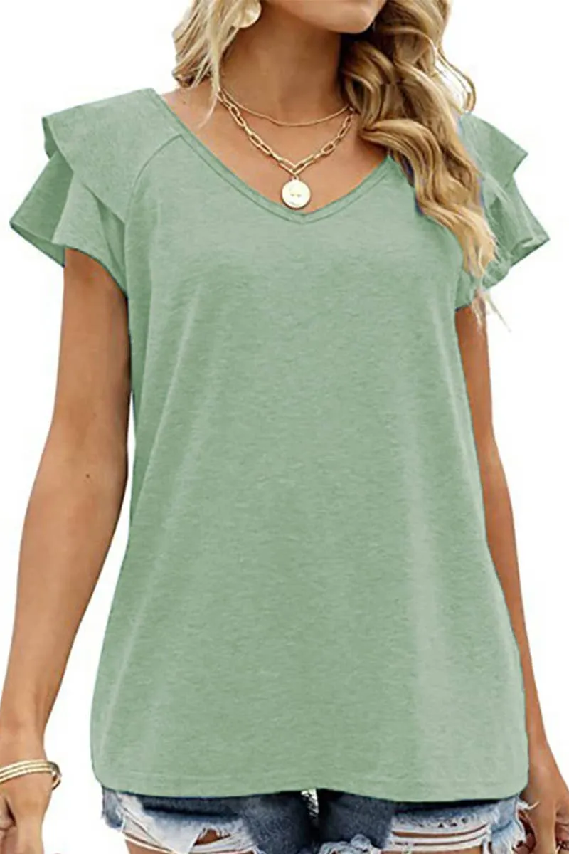 Lily Clothing V-neck Double Sleeve Loose Top