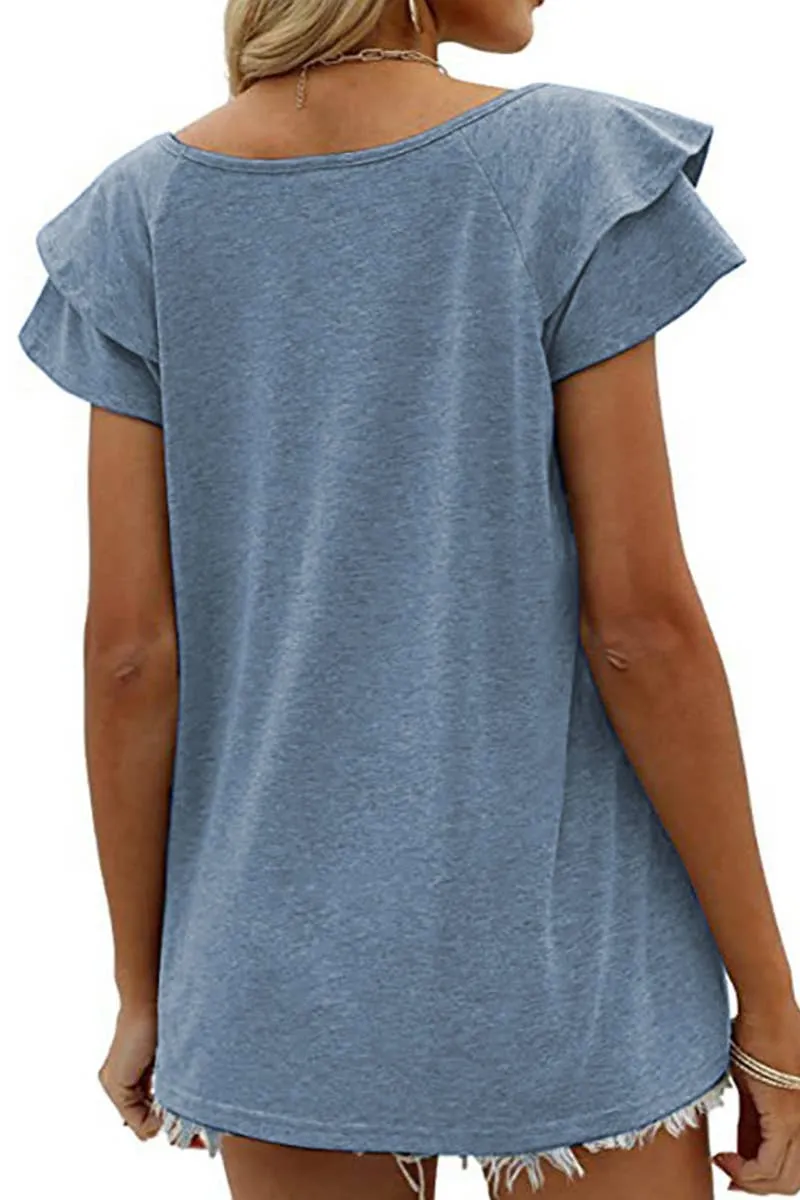 Lily Clothing V-neck Double Sleeve Loose Top