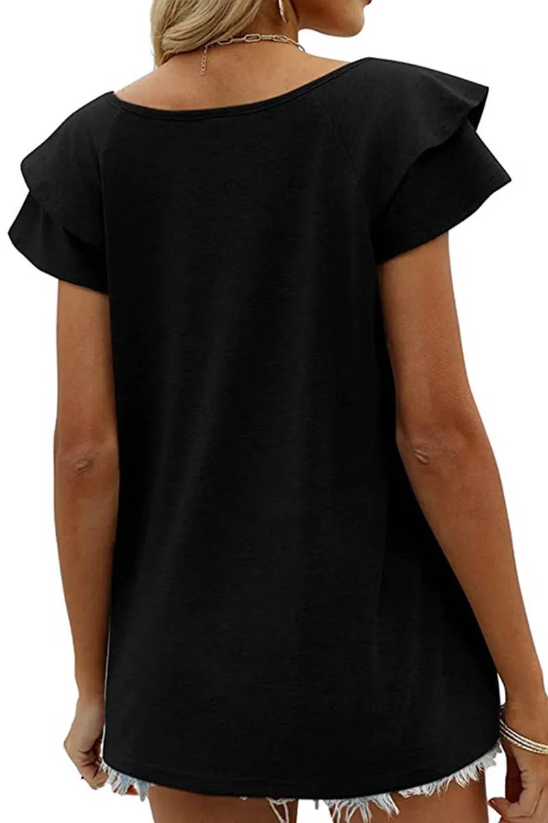Lily Clothing V-neck Double Sleeve Loose Top