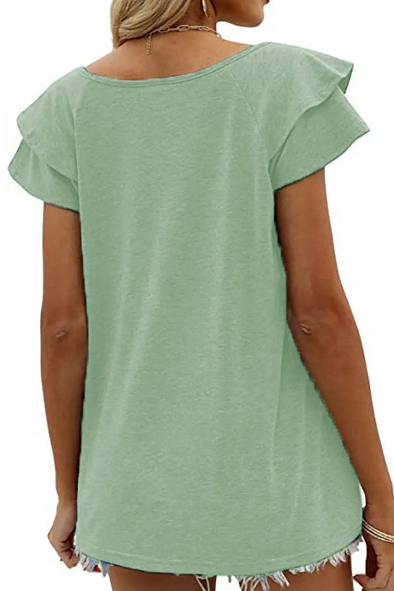 Lily Clothing V-neck Double Sleeve Loose Top
