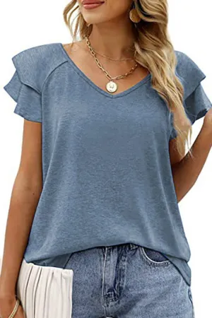 Lily Clothing V-neck Double Sleeve Loose Top