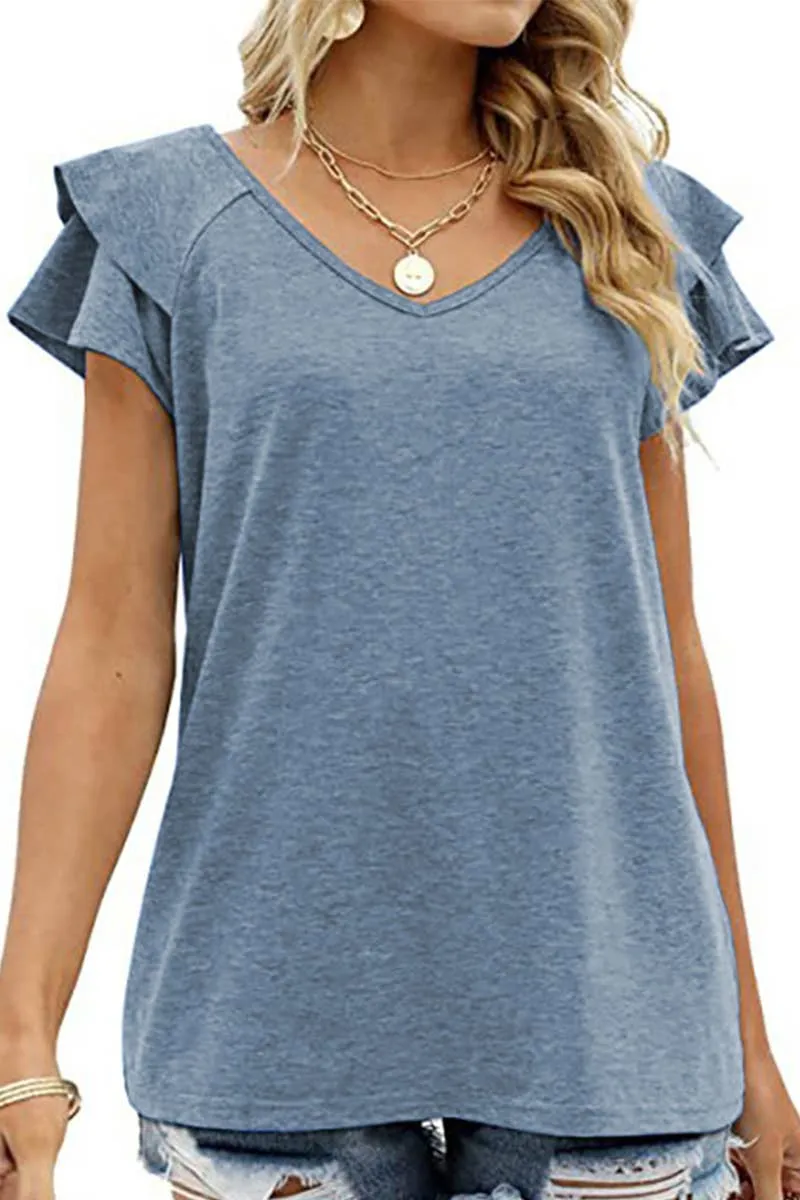 Lily Clothing V-neck Double Sleeve Loose Top