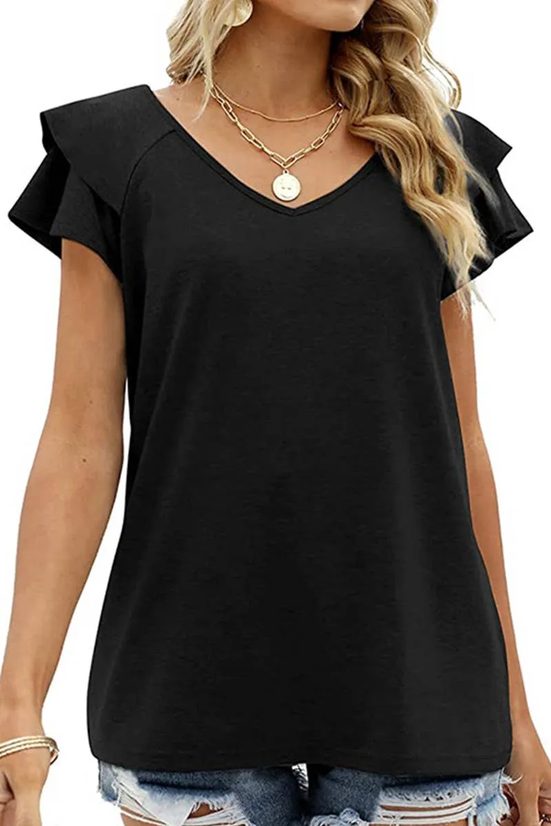 Lily Clothing V-neck Double Sleeve Loose Top