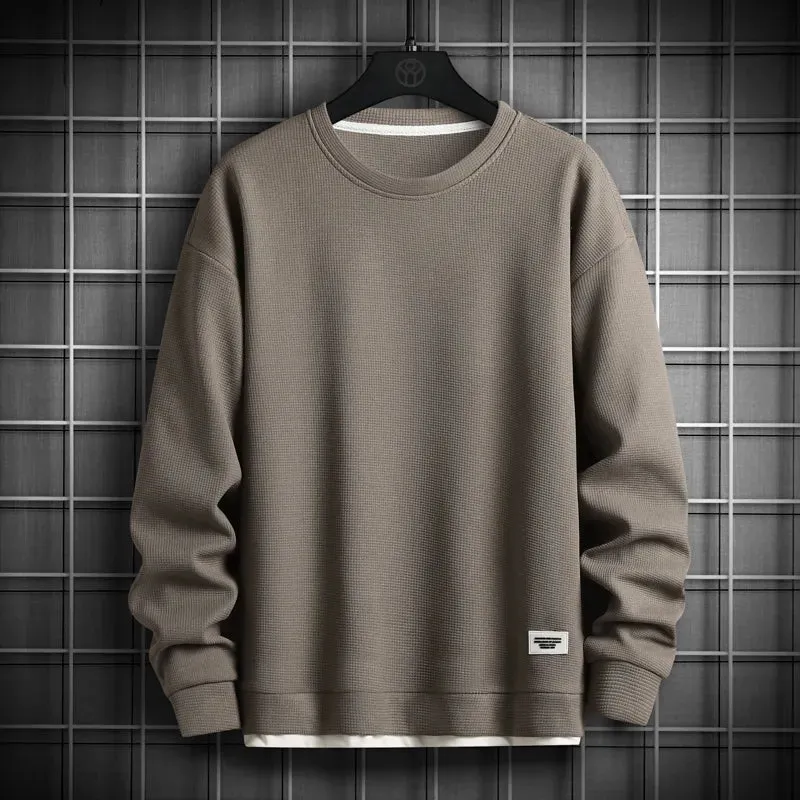 Men's Solid Color O Neck long Sleeve Casual Hoodie
