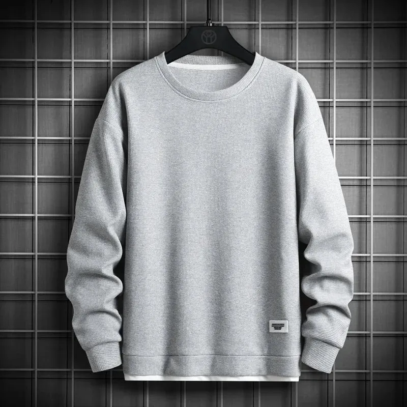 Men's Solid Color O Neck long Sleeve Casual Hoodie