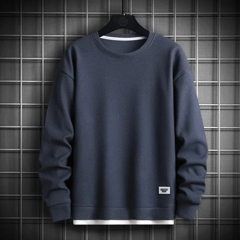 Men's Solid Color O Neck long Sleeve Casual Hoodie