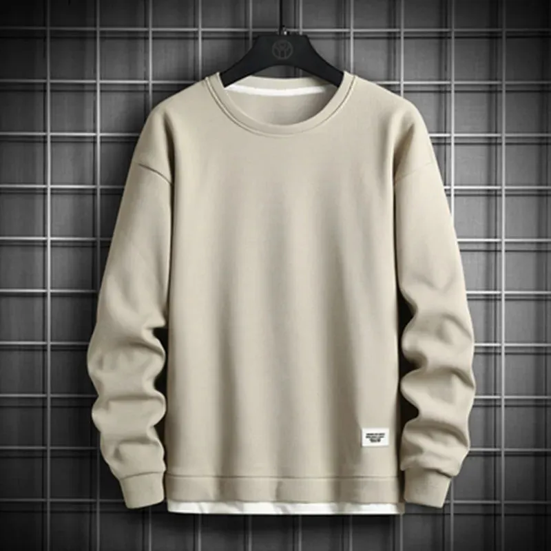 Men's Solid Color O Neck long Sleeve Casual Hoodie