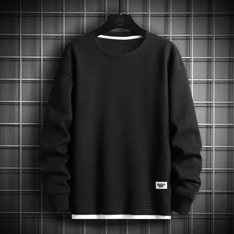 Men's Solid Color O Neck long Sleeve Casual Hoodie
