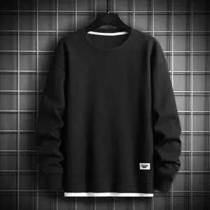 Men's Solid Color O Neck long Sleeve Casual Hoodie