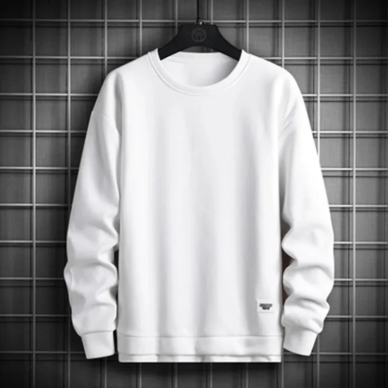 Men's Solid Color O Neck long Sleeve Casual Hoodie