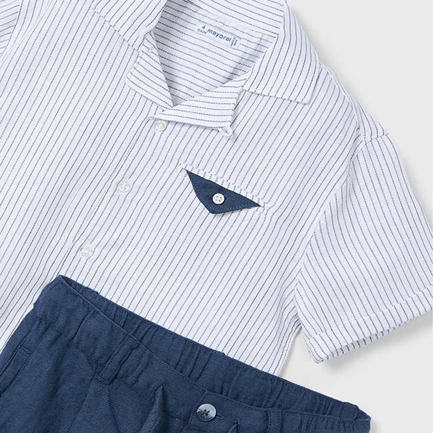 Navy Stripe Smart Shirt & Short Set