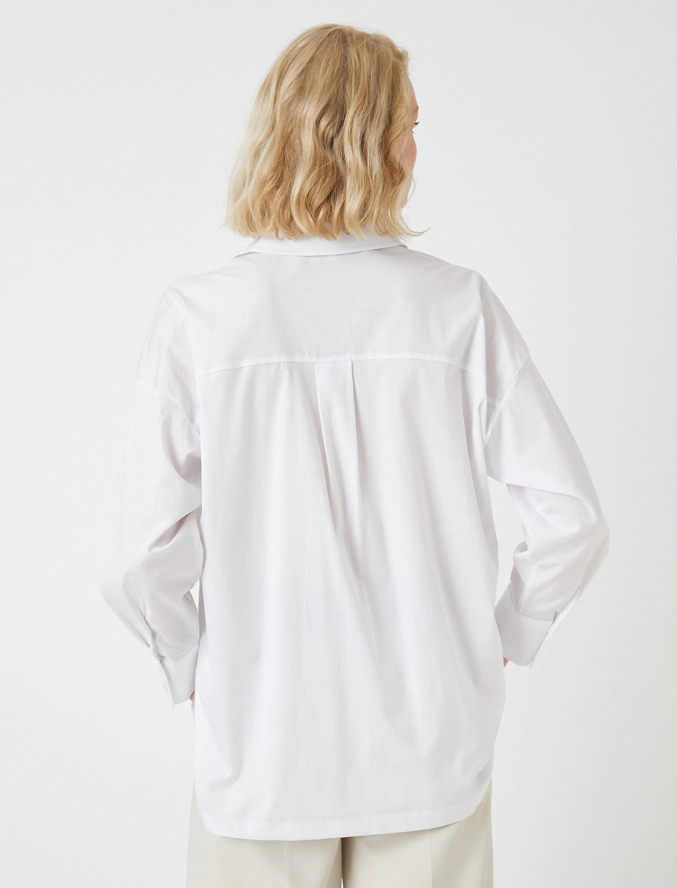 Oversized Button Up Dress Shirt in White