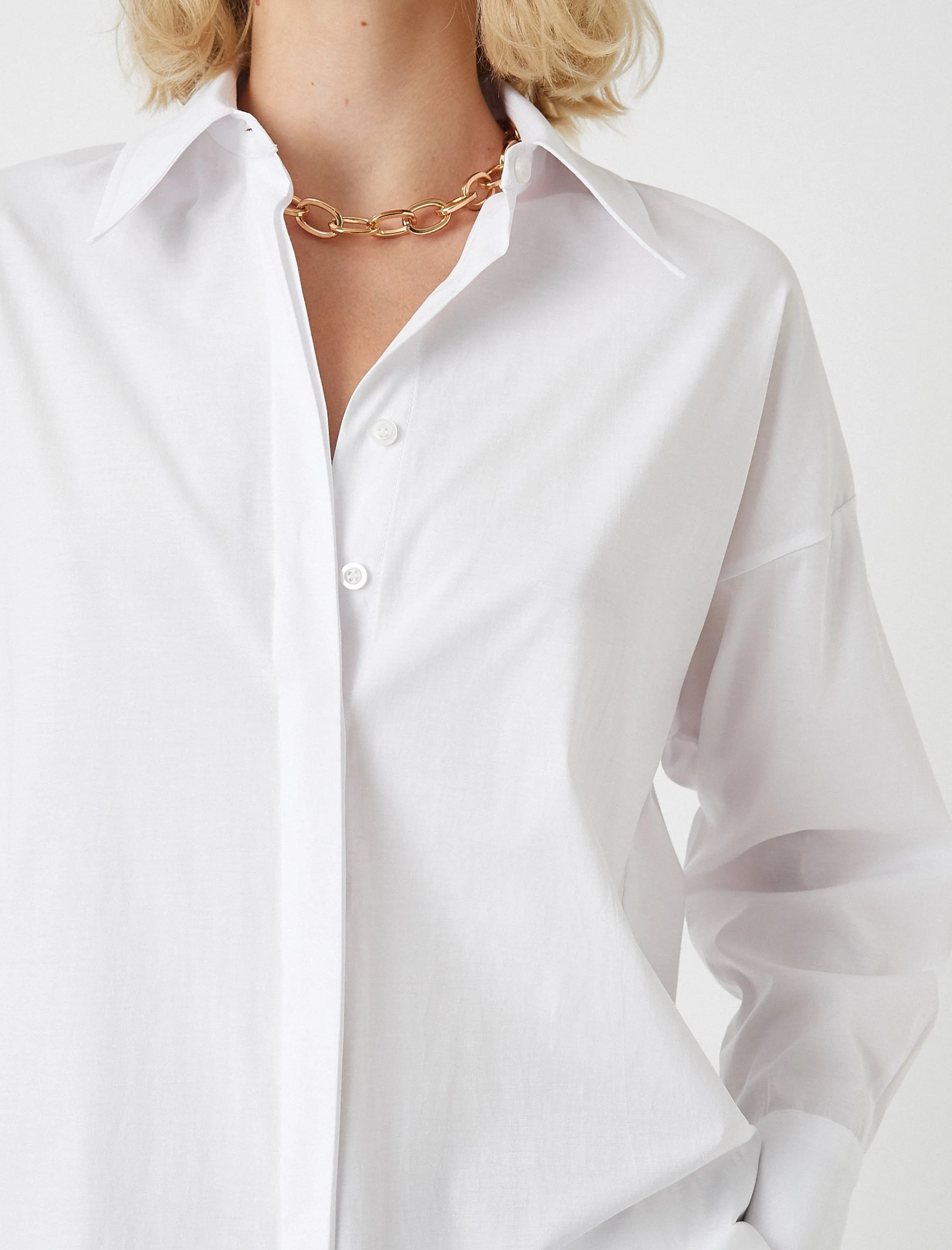 Oversized Button Up Dress Shirt in White