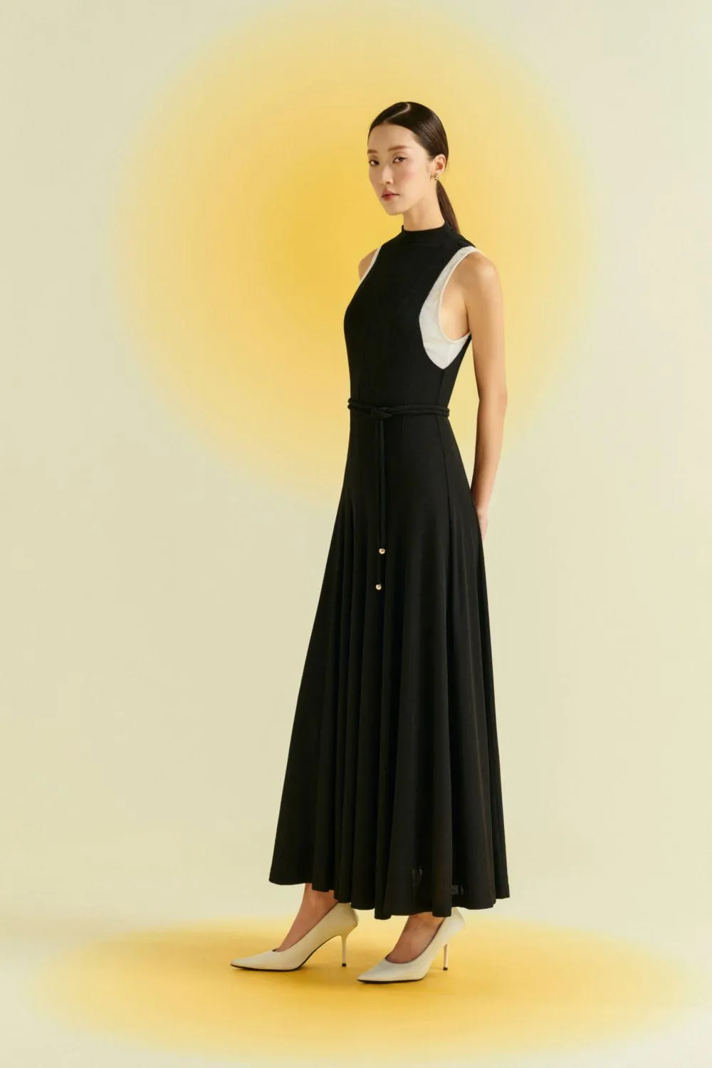 Pansy A-line Sleeveless Wool Ankle Length Dress