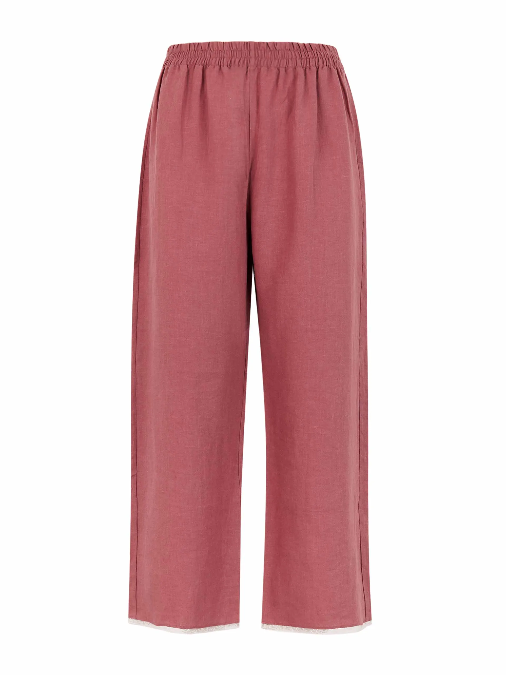 Pink cropped linen Giselle trousers