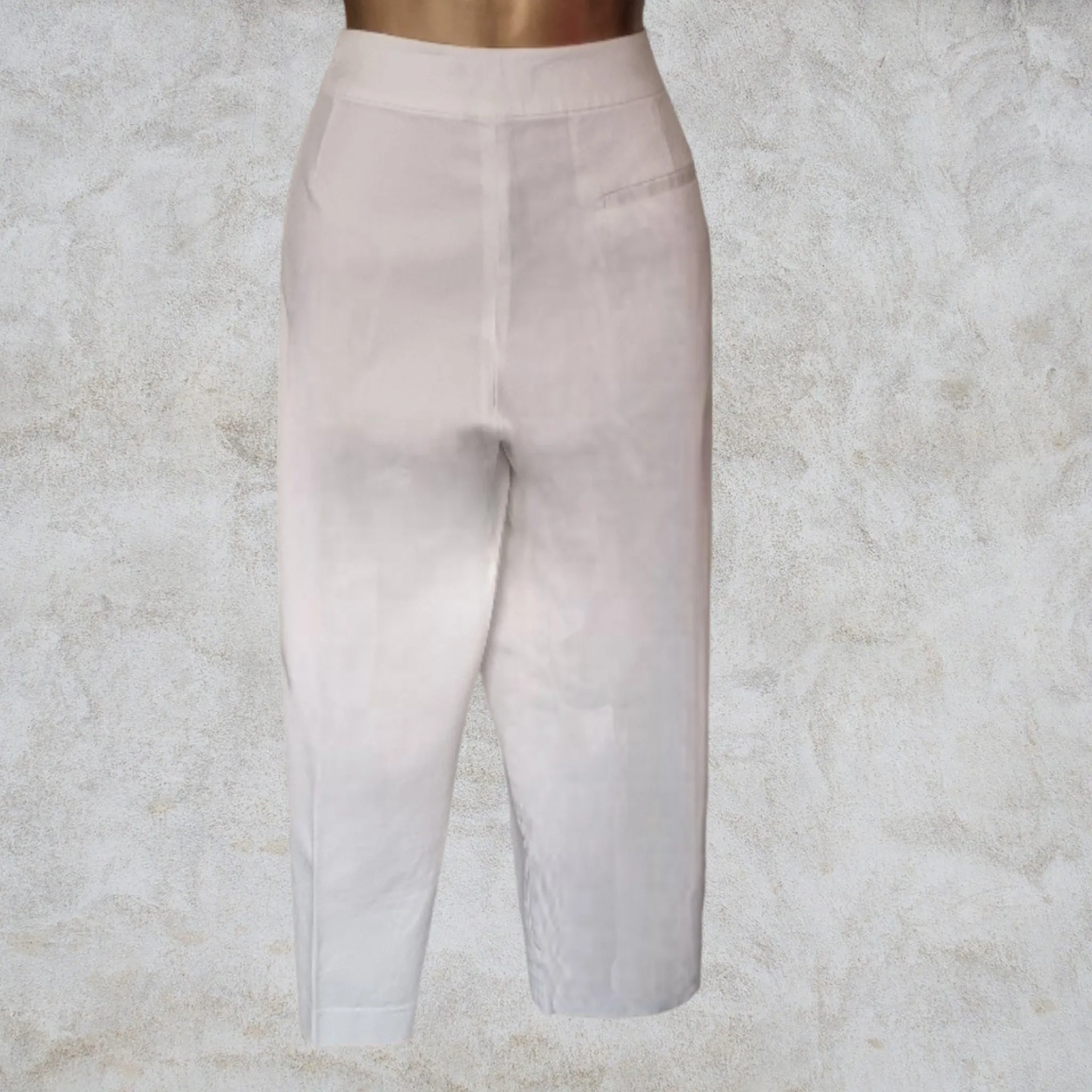 Pomodoro White  Cotton Cropped Stretch Trousers UK 18  US 14 EU 46 IT 50
