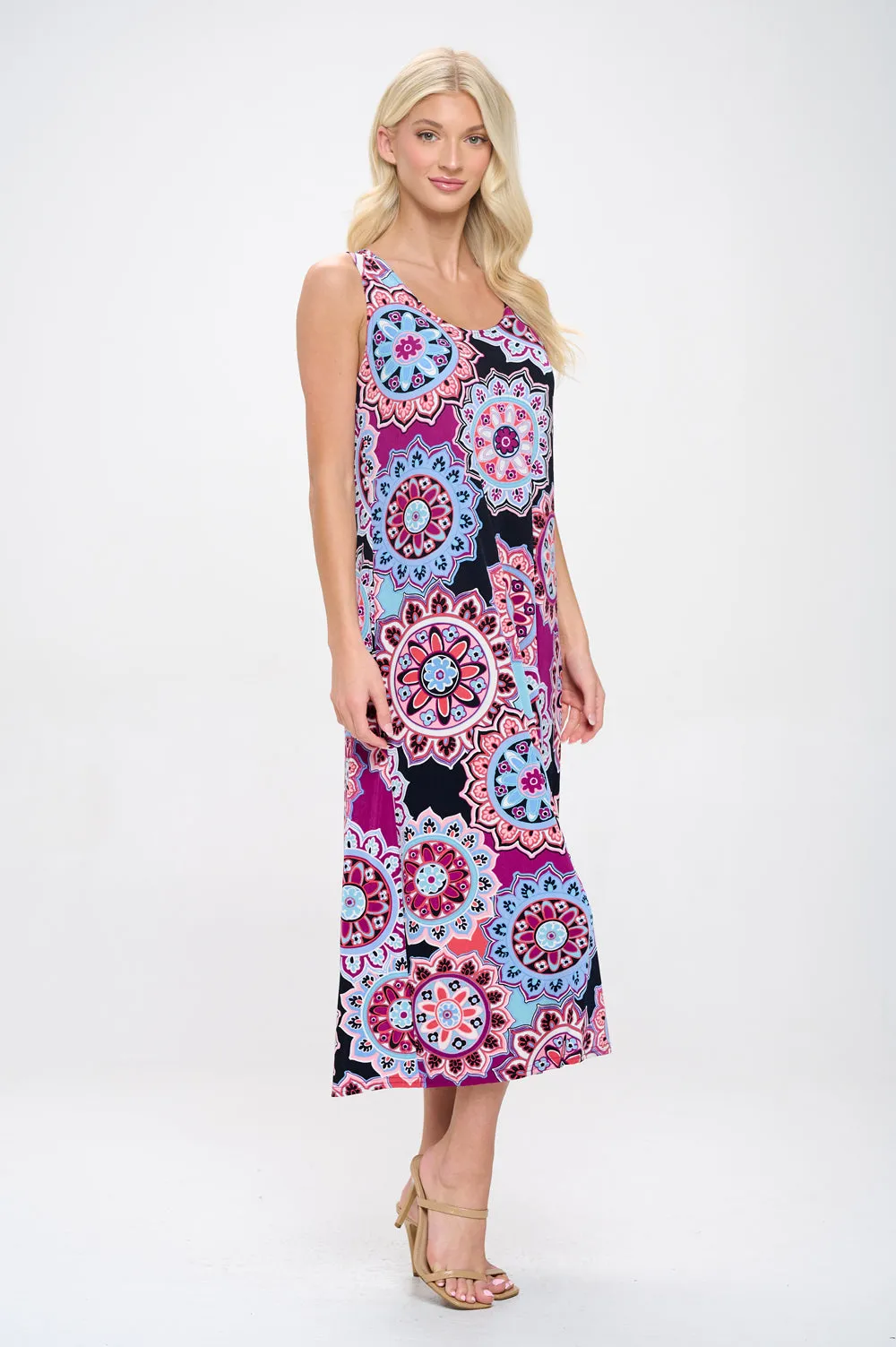 Print  Long Tank Dress Print -7000BN-TRP1-W439