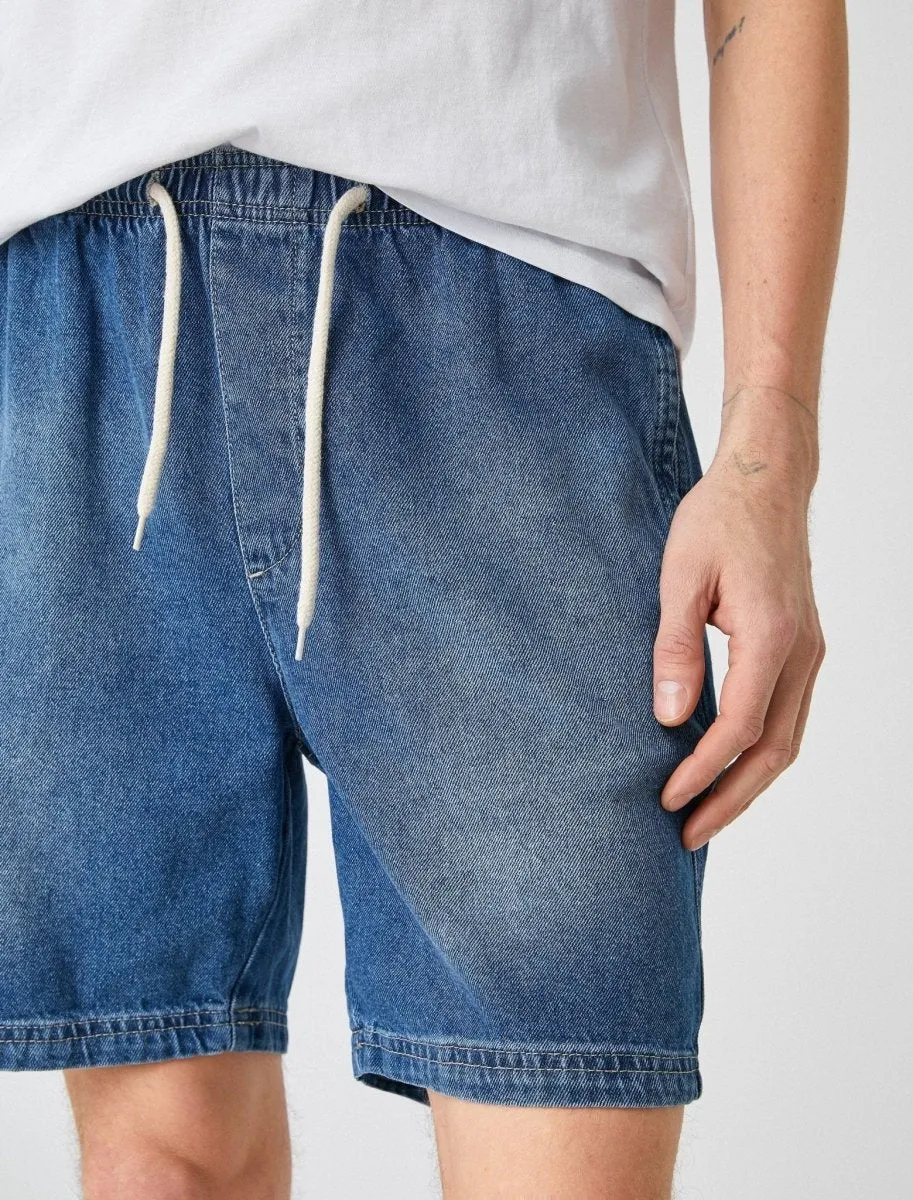 Pull On Denim Short in Dark Indigo