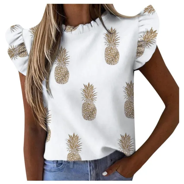 "Devika" Ruffle Sleeveless Blouse